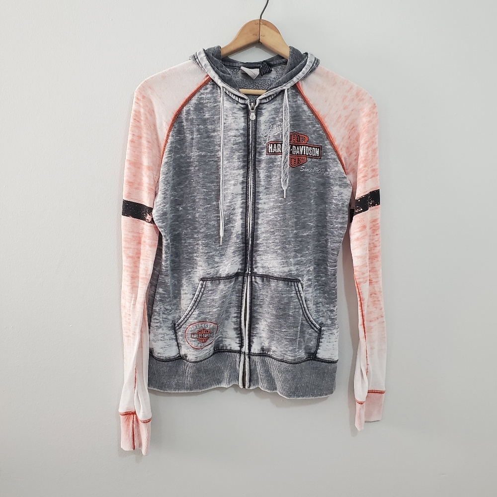 Harley Davidson Gray/Orange Marled Hoodie
